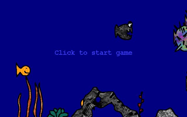 Screen shot of the first screen of the Fish World game.